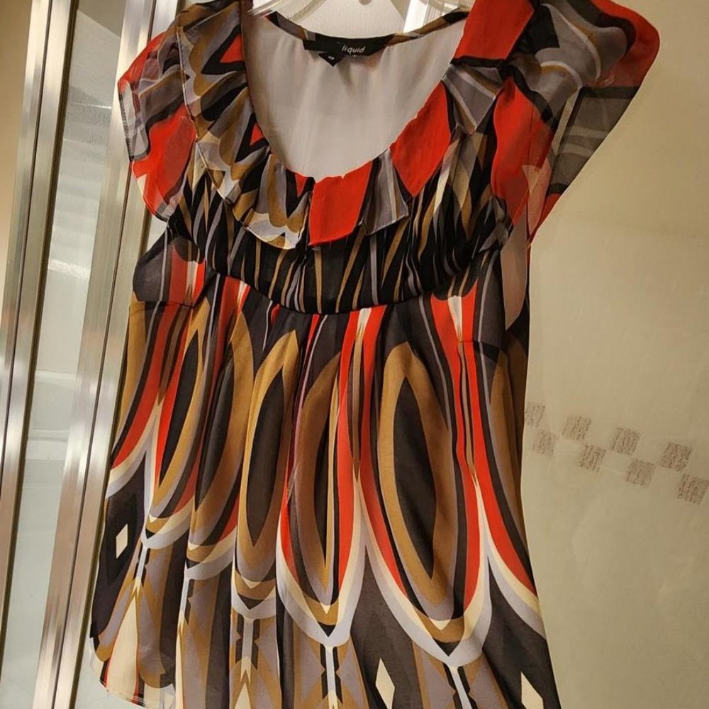 LIQUID Multicolor Top, Size 0. Made in USA!